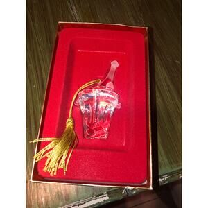 Gorham EUC 2000 Y2K Crystal Glass Frosted Champaign Bottle Ice Bucket Ornament